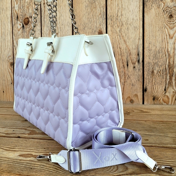 Betsey Johnson Purple Heart Gummy Bear Charm Tote Crossbody Handbag - Picture 4 of 11